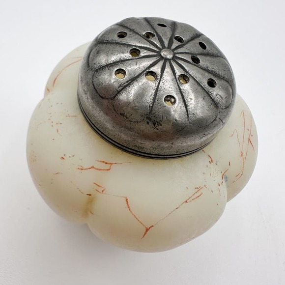 Antique Mount Washington Hand Painted Art Glass Melon Shaped Shaker c 1890 - Picture 6 of 12